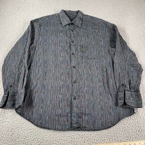 Jhane Barnes Shirt Men's Size XL Striped Button Up Long Sleeve Multicolor Cotton
